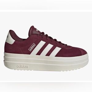 Adidas VL Court Sneaker - Maroon and White Stripe